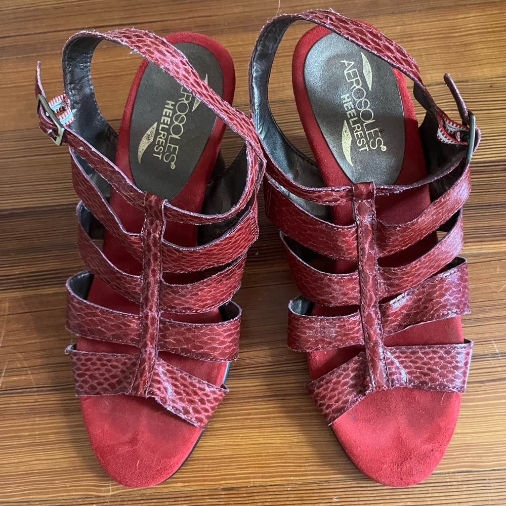 AEROSOLES Red Strappy Sandals